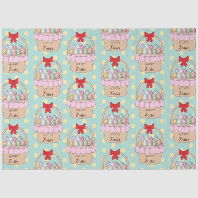 Cute Easter Basket & Pastel Easter Eggs Tissue Paper (Front)