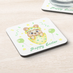 Cute Easter Bear for a positive mood  Coaster