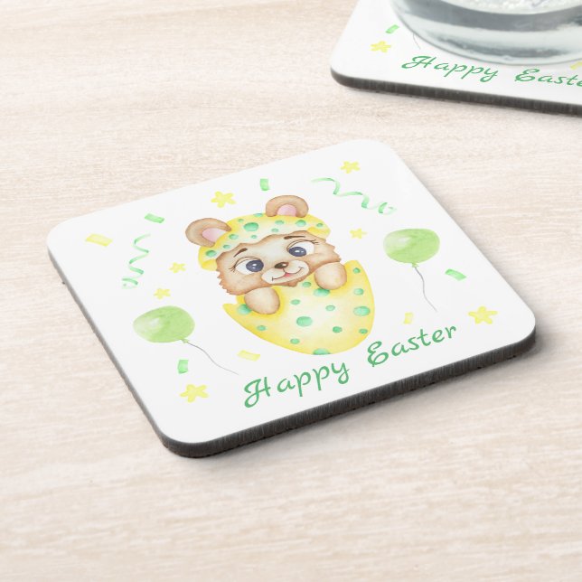 Cute Easter Bear for a positive mood  Coaster (Left Side)