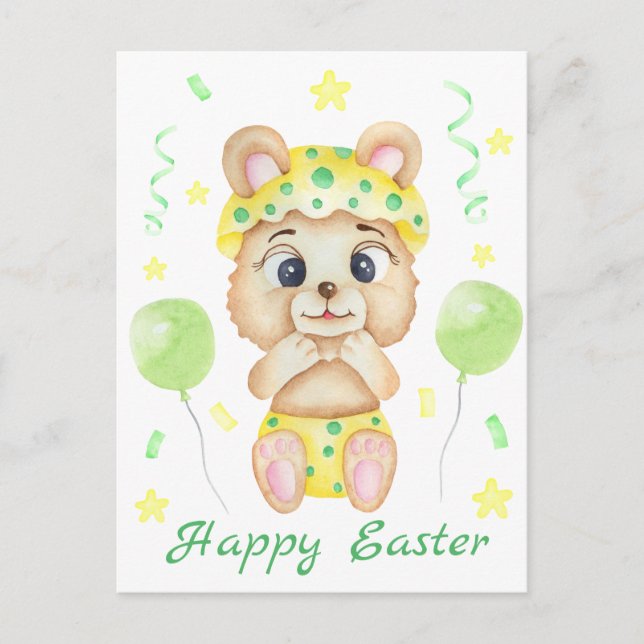 Cute Easter Bear for a positive mood  Postcard (Front)