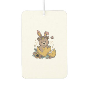 Cute Easter Bear in Cracked Egg Vintage Vector_1 Car Air Freshener