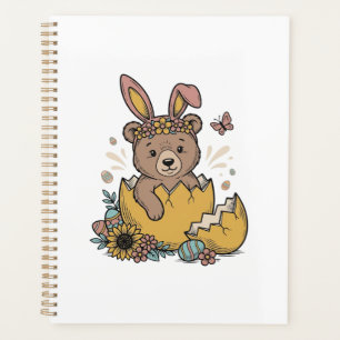 Cute Easter Bear in Cracked Egg Vintage Vector_1 Planner