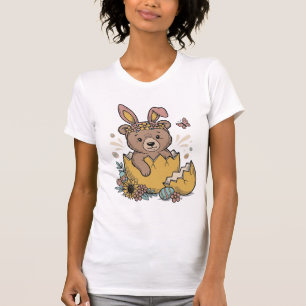 Cute Easter Bear in Cracked Egg Vintage Vector_1 T-Shirt