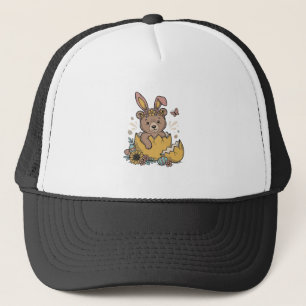Cute Easter Bear in Cracked Egg Vintage Vector_1 Trucker Hat