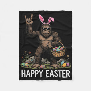 Cute Easter Bigfoot Rocking Easter Funny Easter Eg Fleece Blanket