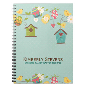 Cute Easter Birds, Bird Feeders & Eggs Notebook