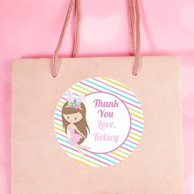 Cute Easter Birthday Girl Fairy Thank You Classic Round Sticker (Creator Uploaded)