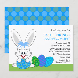 Cute Easter Brunch Bunny and Eggs Party Invitation
