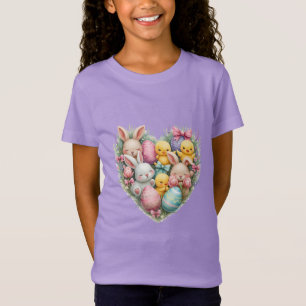 Cute Easter Bunnies and Chicks Pastel Cottagecore T-Shirt