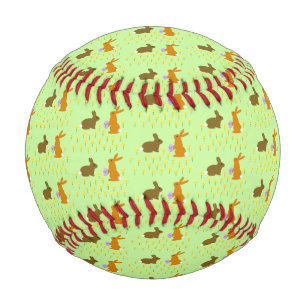 Cute Easter Bunnies and Daffodils Baseball