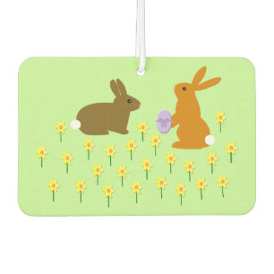 Cute Easter Bunnies and Daffodils Car Air Freshener