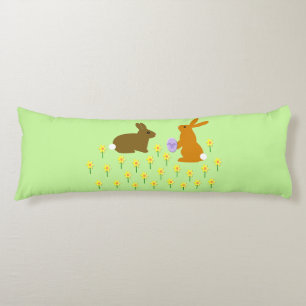 Cute Easter Bunnies and Daffodils Custom Body Pill Cushion