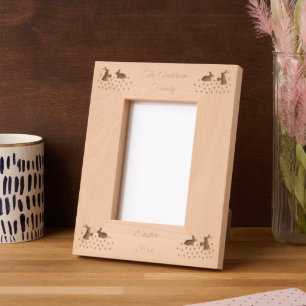 Cute Easter Bunnies and Daffodils Custom Etched Frames