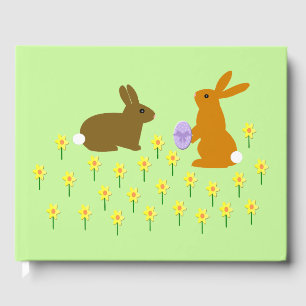 Cute Easter Bunnies and Daffodils Guest Book