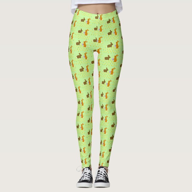 Cute Easter Bunnies and Daffodils Leggings (Front)