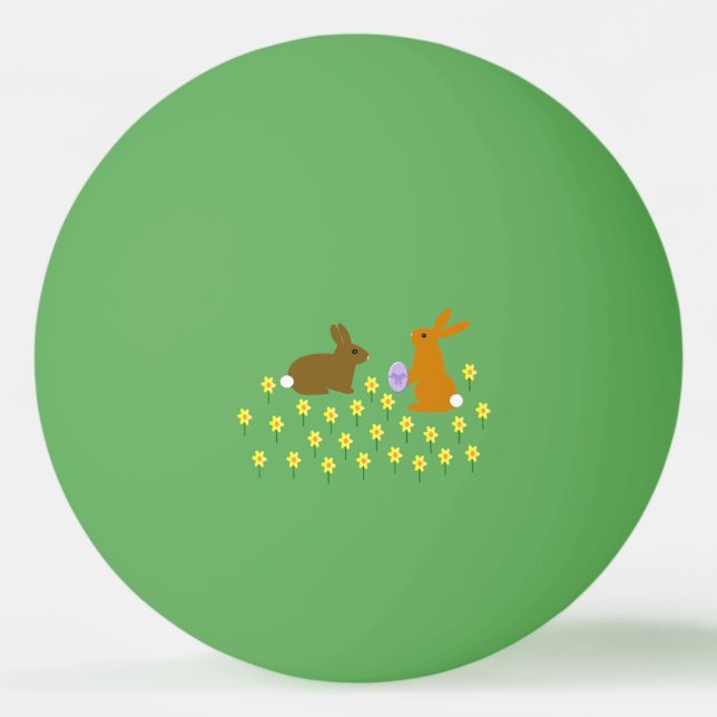 Cute Easter Bunnies and Daffodils Ping Pong Ball (Front)