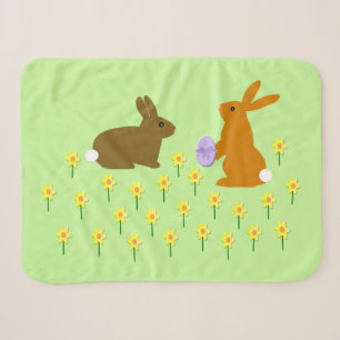 Cute Easter Bunnies and Daffodils Sherpa Blanket