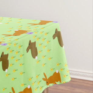 Cute Easter Bunnies and Daffodils Tablecloth