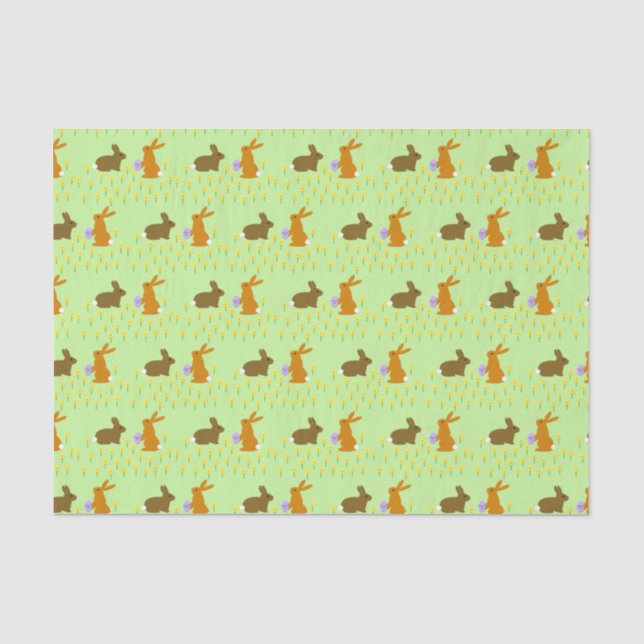 Cute Easter Bunnies and Daffodils Tissue Paper (Front)