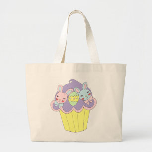 Cute Easter Bunnies Cupcake Large Tote Bag