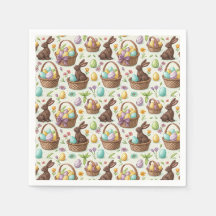 Cute Easter Bunnies & Decorated Egg Baskets Design