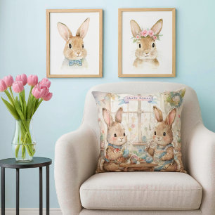 Cute Easter Bunnies & Eggs  Cushion