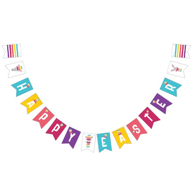 Cute Easter Bunnies & Hats | Bunting Flags Banner (All)