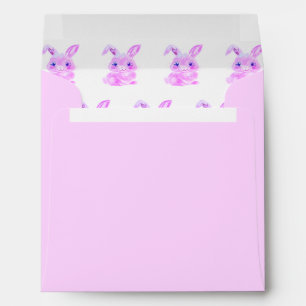 Cute Easter Bunnies Kindergarten Girls Pink Square Envelope