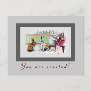 Cute Easter Bunnies - Vintage Easter Party Invitation