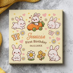Cute Easter Bunnies Whimsical 1st Birthday Tile