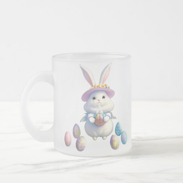 Cute Easter Bunny 01 Frosted Glass Coffee Mug (Left)