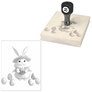 Cute Easter Bunny 01 Rubber Stamp