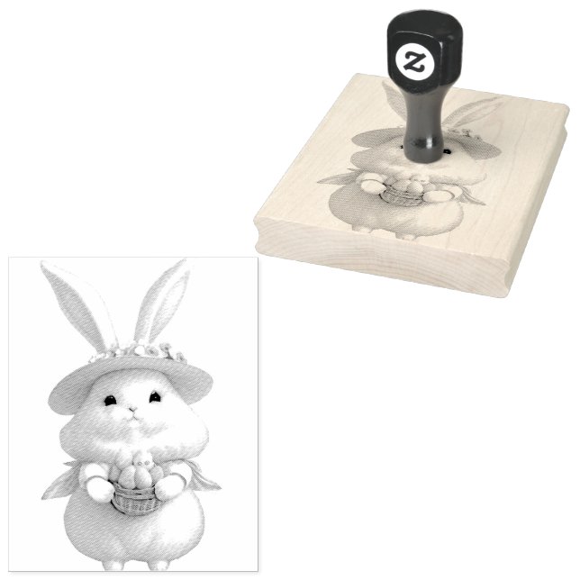 Cute Easter Bunny 01 Rubber Stamp (Stamped)