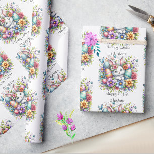 Cute Easter Bunny Add Child's Name or Birthday Wrapping Paper