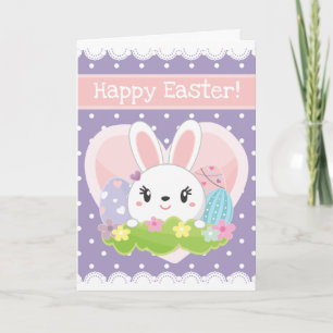 Cute Easter Bunny and chocolate eggs Card
