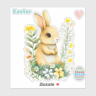 Cute Easter Bunny and Easter Egg Sticker