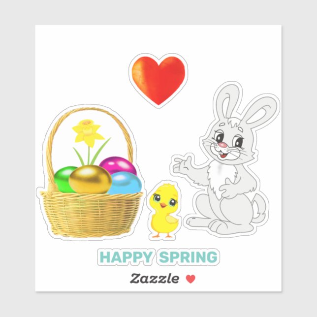 Cute Easter Bunny and Easter Eggs (Sheet)