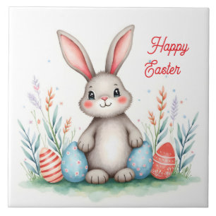 Cute Easter Bunny And Eggs Popular Collection Tile