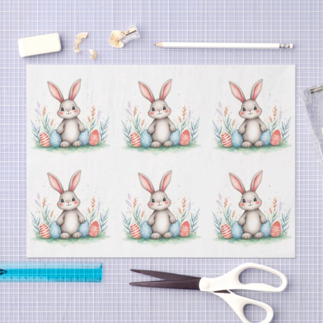 Cute Easter Bunny And Eggs Popular Collection Tissue Paper (Craft)