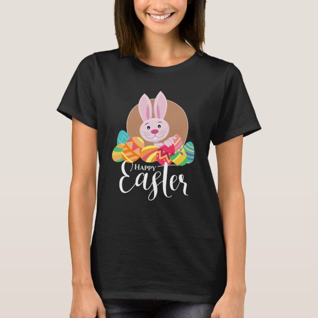 Cute easter bunny and Happy Easter  1 T-Shirt (Front)