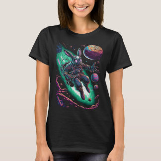 Cute Easter Bunny Astronaut in Space Egg Planets 2 T-Shirt