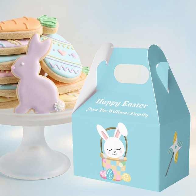 Cute Easter Bunny Baby Blue Customized Party Favour Box (Creator Uploaded)