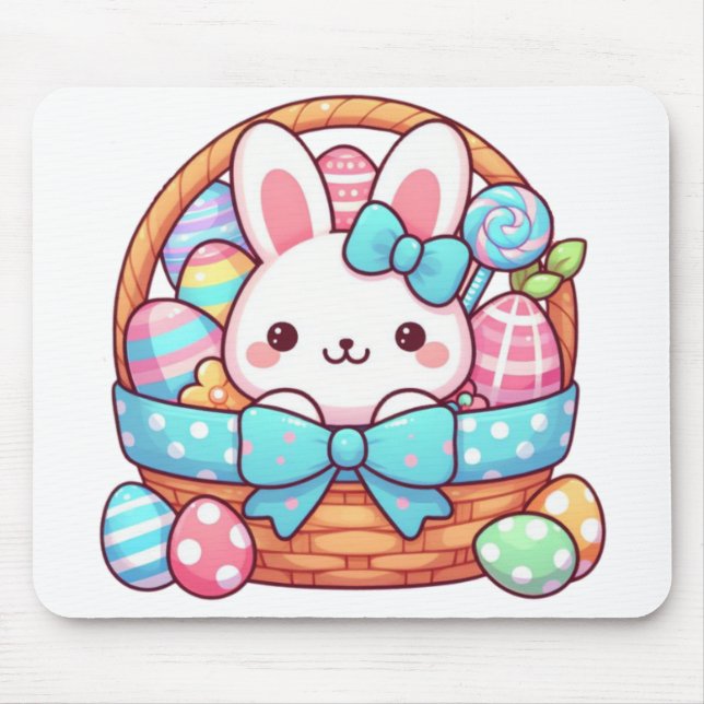 Cute, Easter bunny bakset Mouse Mat (Front)