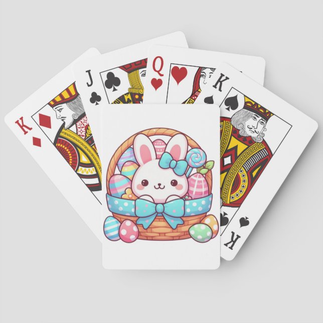 Cute, Easter bunny bakset Playing Cards (Back)
