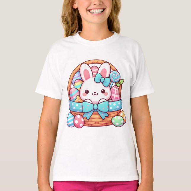 Cute, Easter bunny bakset T-Shirt (Front)