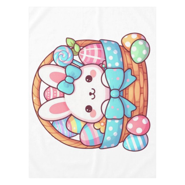 Cute, Easter bunny bakset Tablecloth (Front)