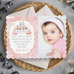 Cute Easter Bunny Birthday Photo Thank You Card