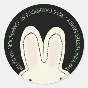 Cute Easter bunny black hole fun address Classic Round Sticker