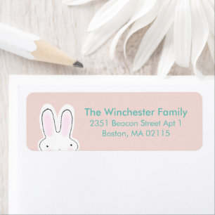 Cute Easter bunny blush pink teal fun address