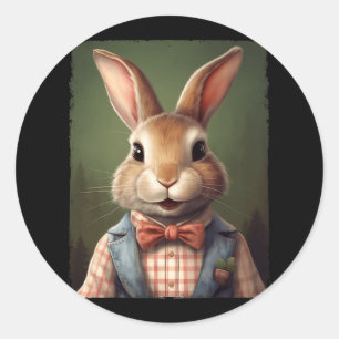 Cute Easter Bunny Bow Tie Rabbit Happy Easter Boys Classic Round Sticker